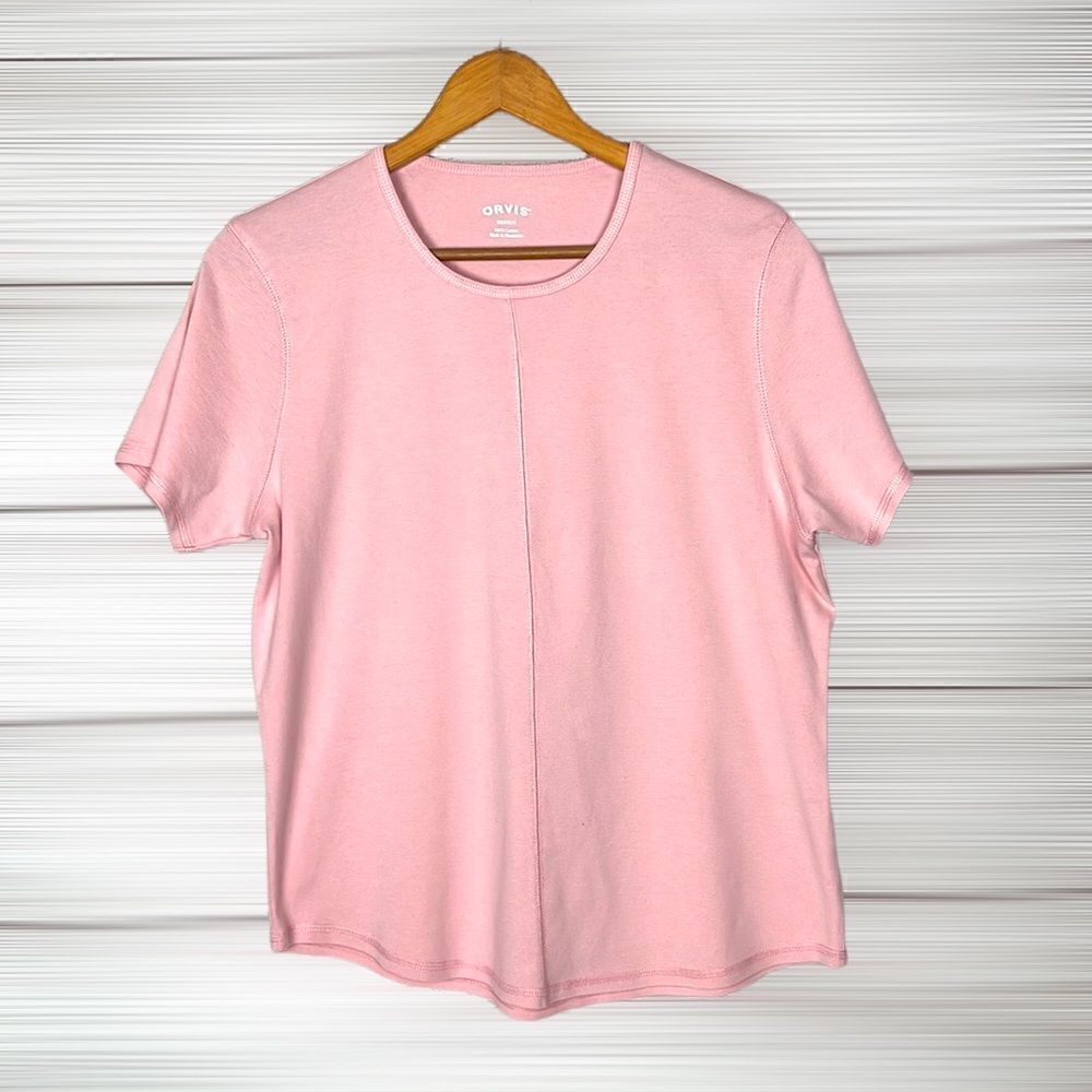 ORVIS Cotton Crew Neck Tee Top Short Sleeves Dusty Rose M-L
